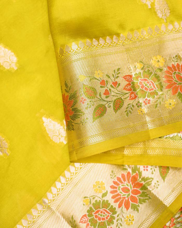 Mango Silk Zari Weaving Banarasi Saree