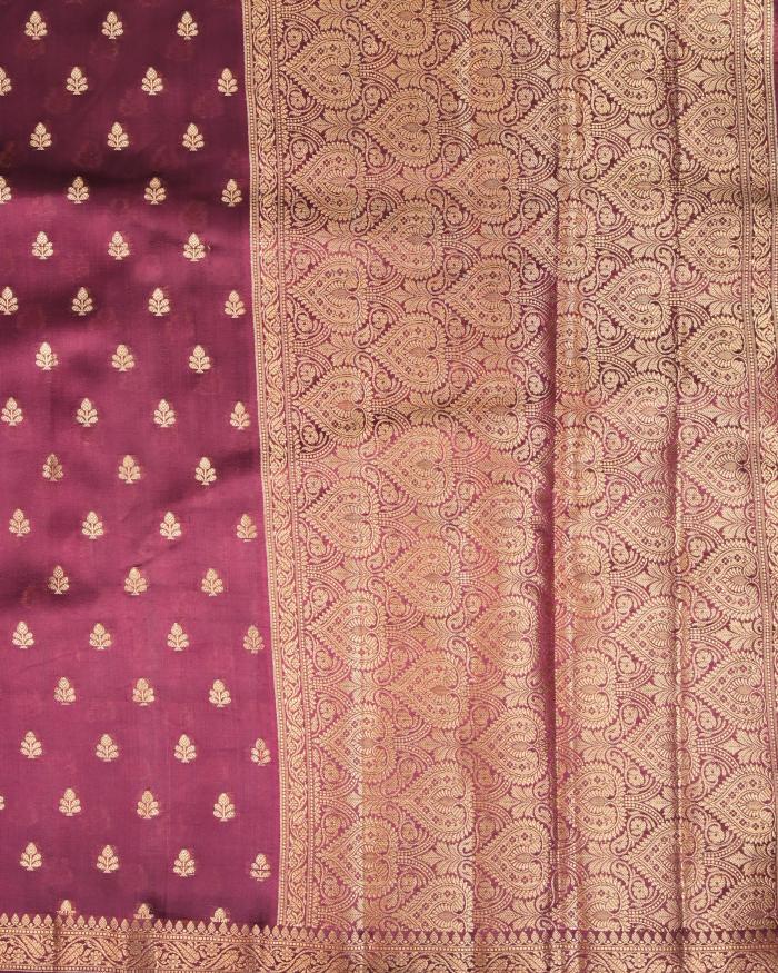 Mango Silk Zari Weaving Small Booti Banarasi Saree