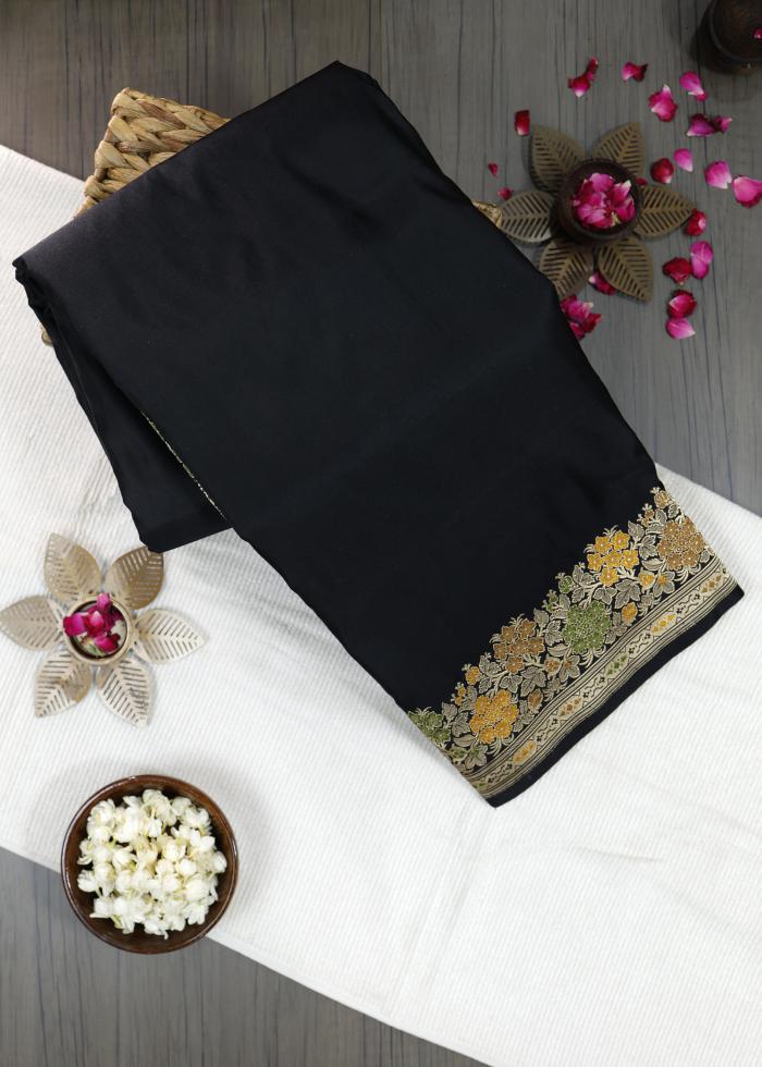 Pure Banarasi Black Kadhwa Meenakari Saree