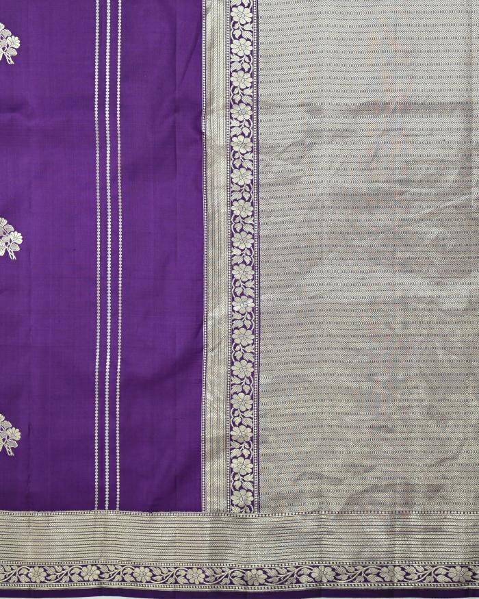  Raw Mango Handloom Booti With Stripe Banarasi Saree