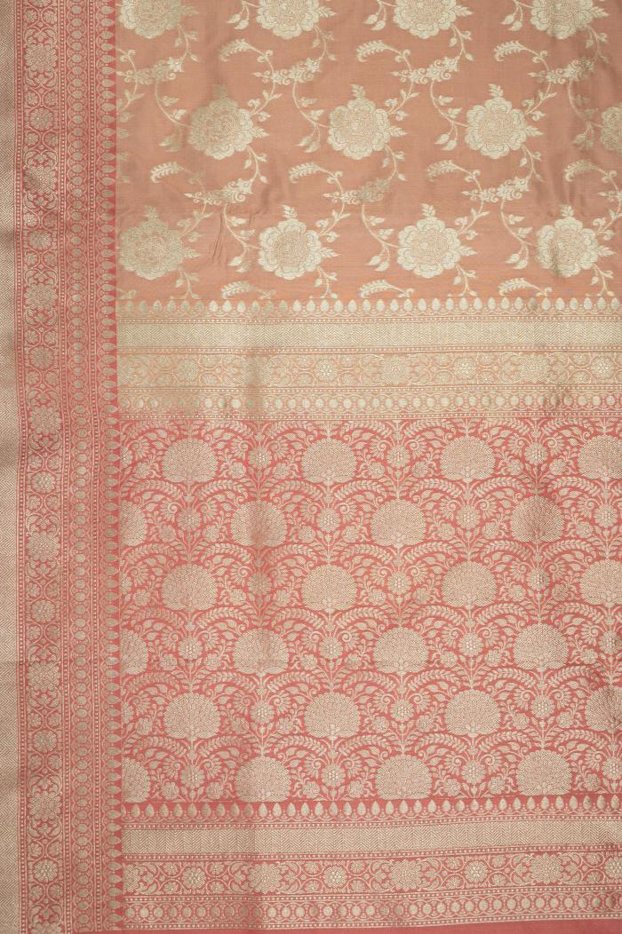 Pure Banarasi Katan Silk Peach Saree