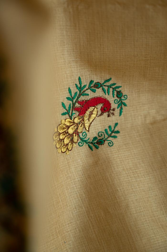 Pure Banarasi Tussar Silk Cream Saree