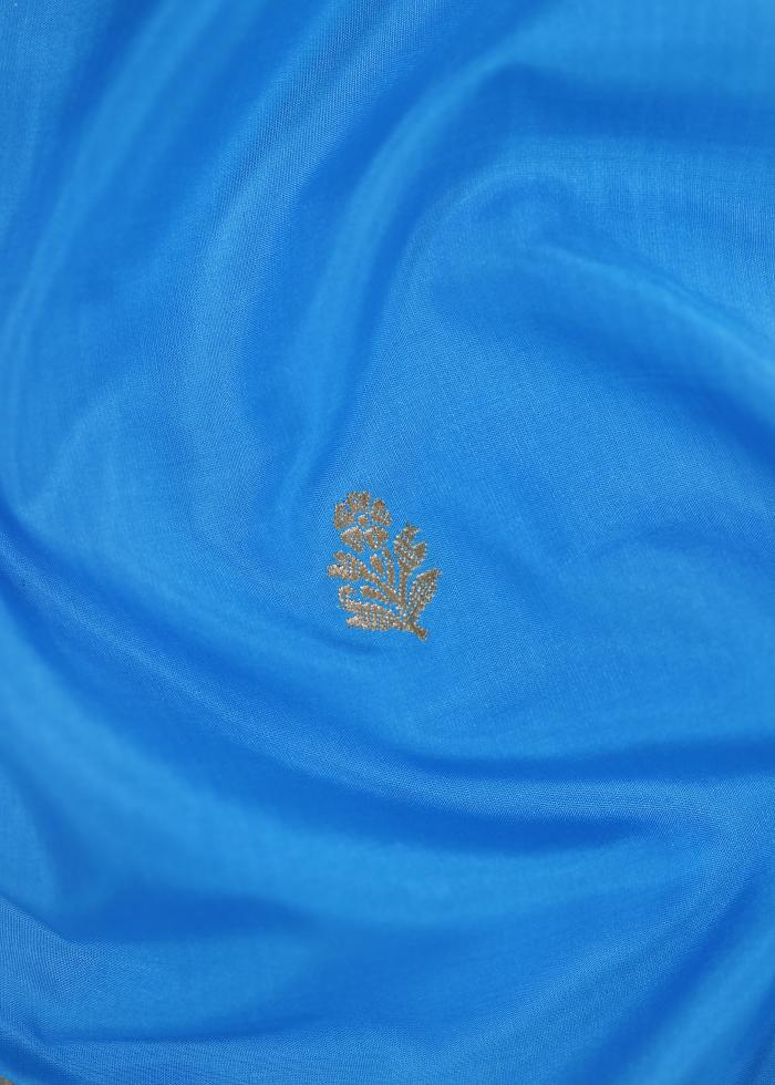 Pure Banarasi Katan Kadhwa Firozi Blue Saree