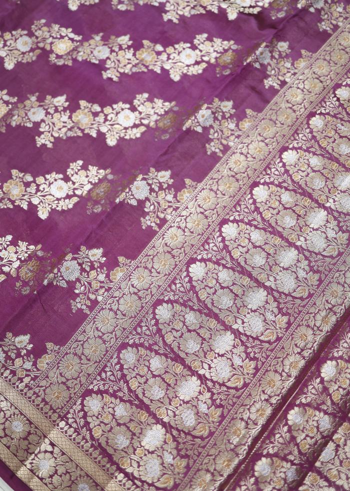 Pure Banarasi Dupian Purple Silk Saree