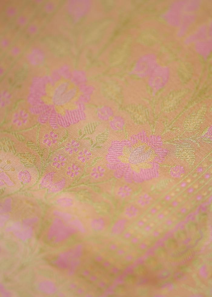 Pure Banarasi Peach Katan Tanchui Silk Saree