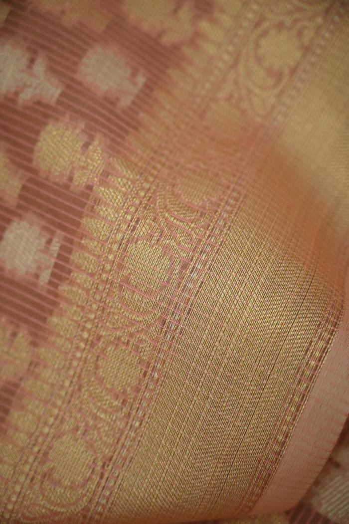 Supernet Dusty Strawberry Pink Banarasi Saree