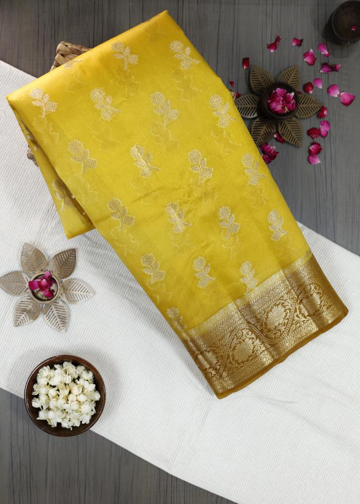 Pure Banarasi Haldi Yellow Mustard Saree