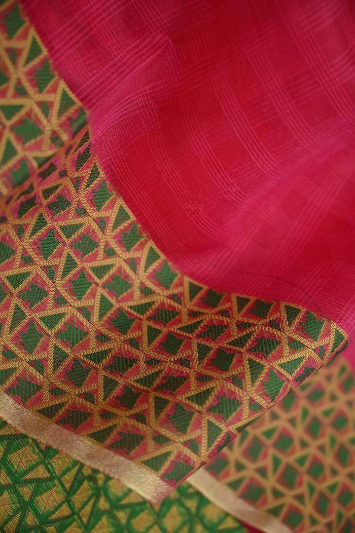 Supernet Banarasi Rani Pink Saree