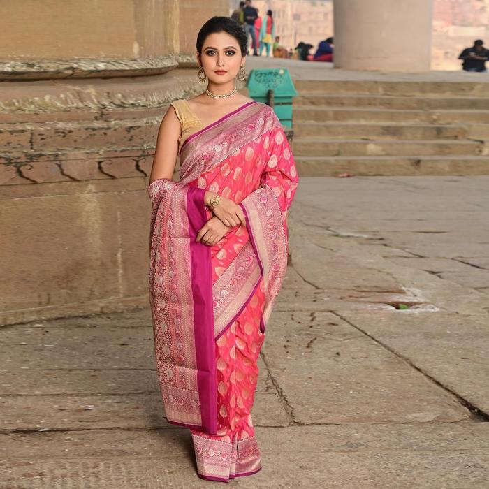 Banarasi Georgette Chiffon Contrast Silk Saree