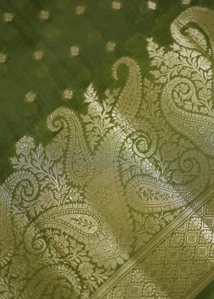 Pure Banarasi Dupian Silk Mehandi Saree