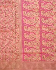 katan handloom prani pink Banarasi Saree