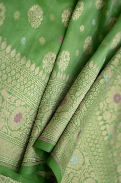 Pure Banarasi Katan Silk Pista green Saree