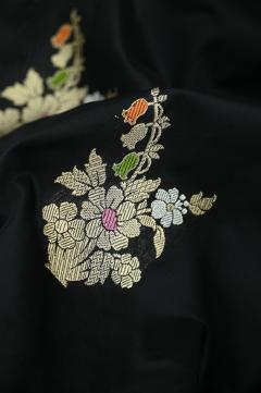 Pure Katan Meenadar Kadhwa Black Silk Saree