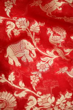 Red Banarasi Khaddi Saree