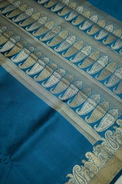 Raw Mango Silk Zari Saree in German Blue & 7 Colors