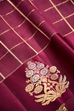 mangol silk wine jall Pattern Bararasi saree