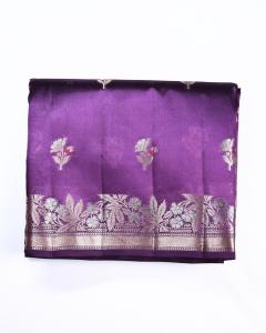 Raw Mango Silk Russian Purple Banarasi Saree