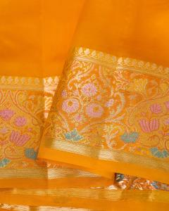 Sunshine Yellow Raw Mango Silk Banarasi Saree