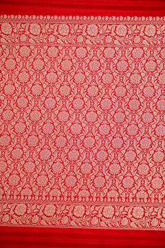 khaddi crape red plain saree 4 inch border Banarasi sree