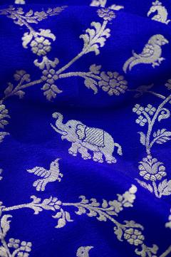 khaddi crape royal blue Banarasi saree