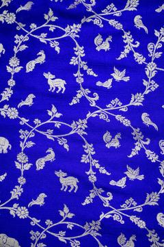 khaddi crape royal blue Banarasi saree