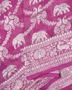 khaddi georgette pyazi pink Banarasi Saree