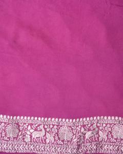 khaddi georgette pyazi pink Banarasi Saree