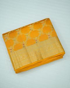 Golden Mustard Raw Mango Dupion Banarasi Saree 