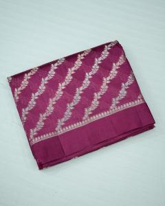 Wine Colored Raw Mango Dupion Banarasi Saree