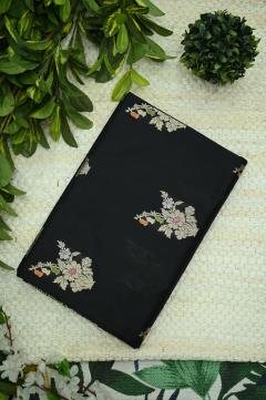 Pure Katan Meenadar Kadhwa Black Silk Saree