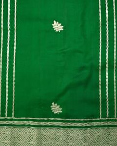 Raw Mango Handloom Booti With Stripe Banarasi Saree