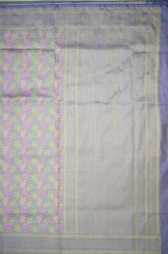 Pure Lavender Tanchui Katan Floral Banarasi Saree