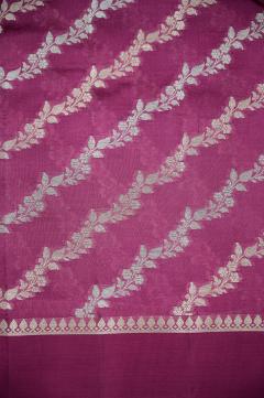 Wine Colored Raw Mango Dupion Banarasi Saree