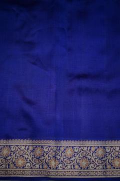 Navy Blue Raw Mango Dupion Banarasi Saree