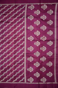 Wine Colored Raw Mango Dupion Banarasi Saree