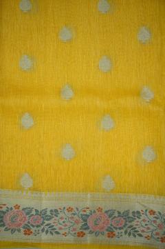 Pure Linen Saree in Sunshine Yellow & 4 Colors