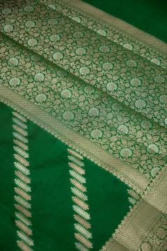 Bottle Green Raw Mango Silk Zari Saree