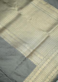 Pure Katan Tanchui Grey Self Jaal Saree