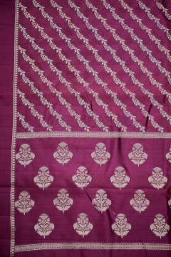 Wine Colored Raw Mango Dupion Banarasi Saree