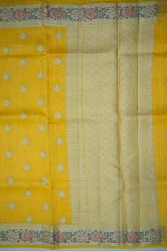 Pure Linen Saree in Sunshine Yellow & 4 Colors