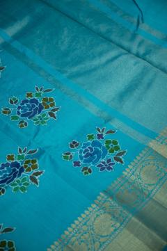 Chynia Silk Golden Zari Saree in Ferozi Blue & 3 Colors