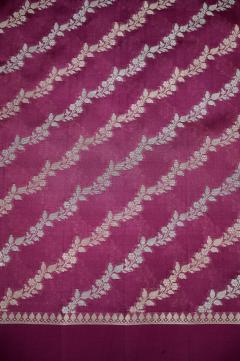 Wine Colored Raw Mango Dupion Banarasi Saree