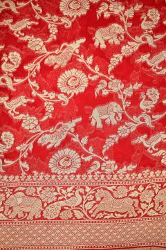 Red Banarasi Khaddi Saree