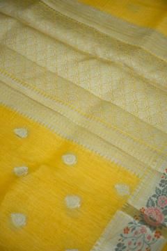 Pure Linen Saree in Sunshine Yellow & 4 Colors