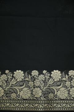 Pure Katan Meenadar Kadhwa Black Silk Saree