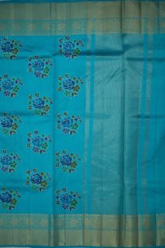 Banarasi Chynia Silk Golden Zari Blue Saree