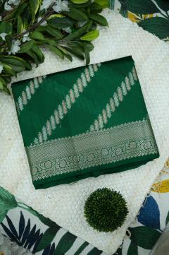 Bottle Green Raw Mango Silk Zari Saree