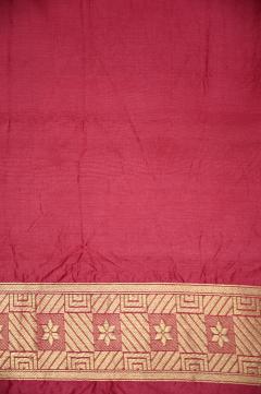 Raw Mango Silk Gajari Pink Saree Necklace Border