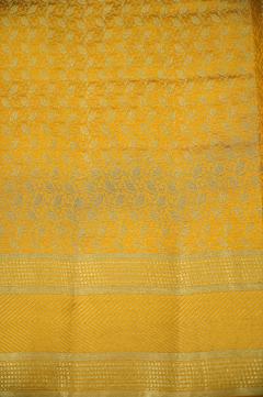 Golden Mustard Raw Mango Dupion Banarasi Saree 