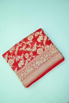 Red Banarasi Khaddi Saree